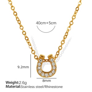 1 Piece Simple Series Simple Geometric Stainless Steel  Gold Color Rhinestone Women's Pendant Necklaces h5 